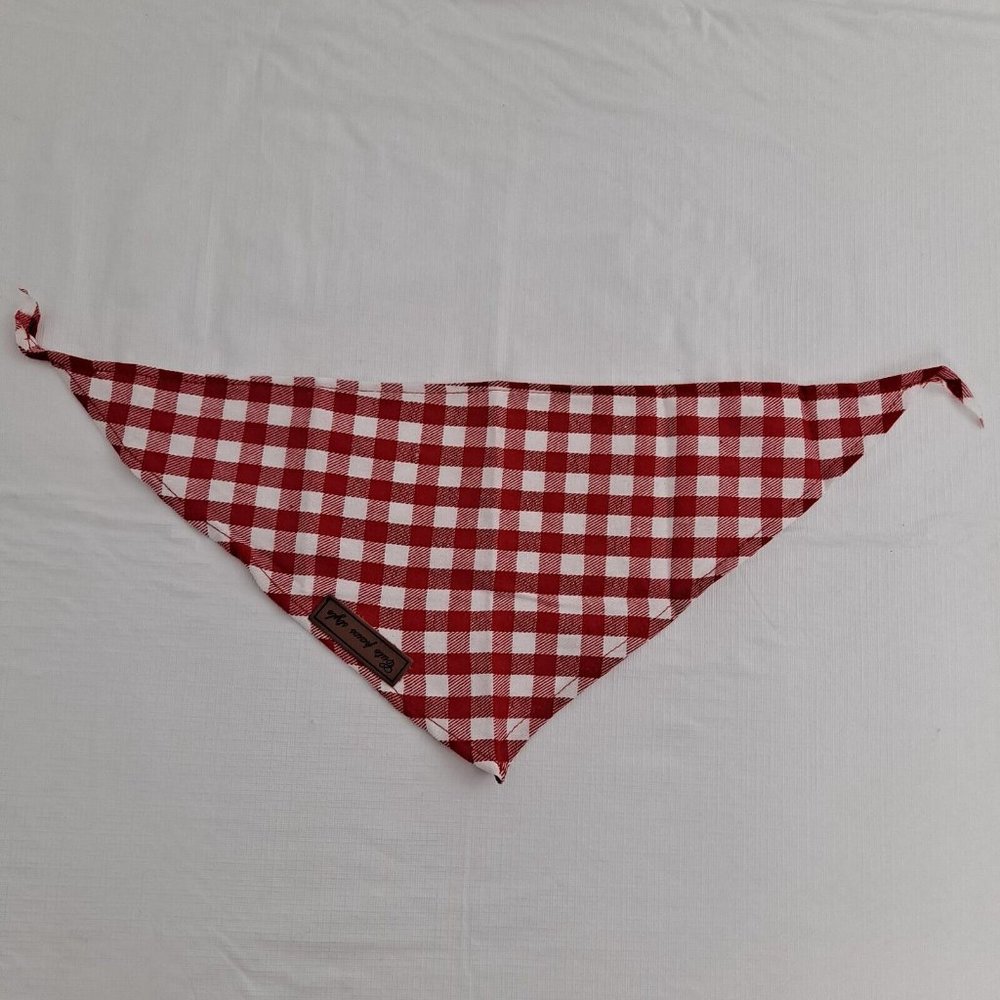 Dog Bandana Small Red White Plaid